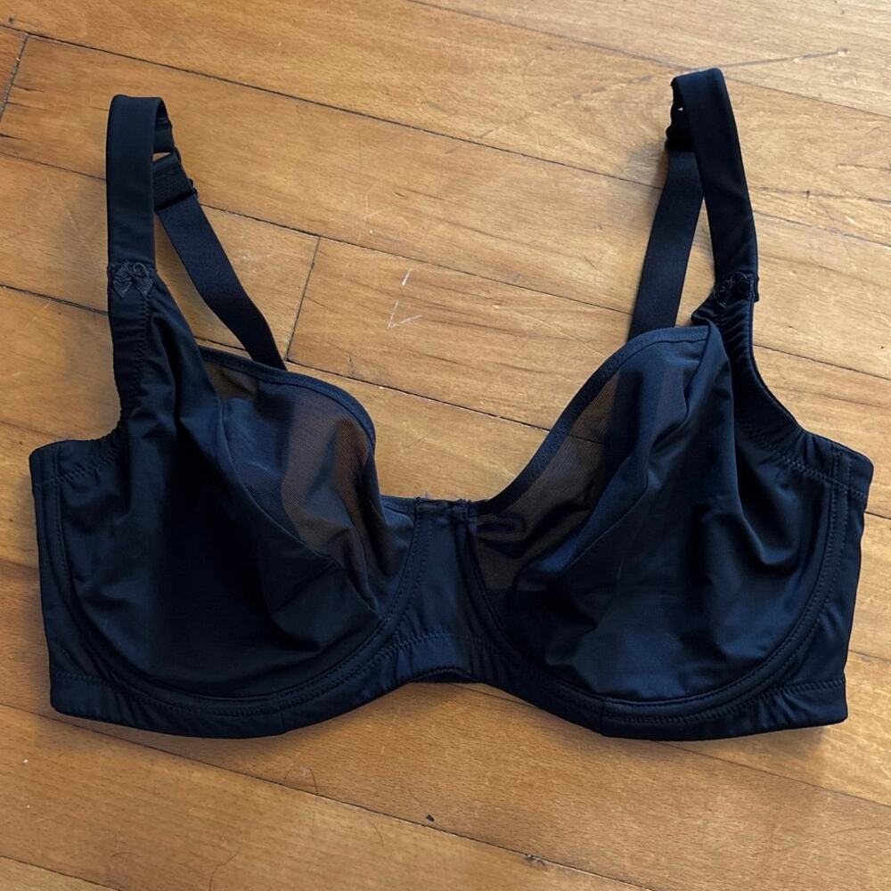 NEW Addiction Size 36F 36DDD Black Underwire Bra Partial Mesh Cups